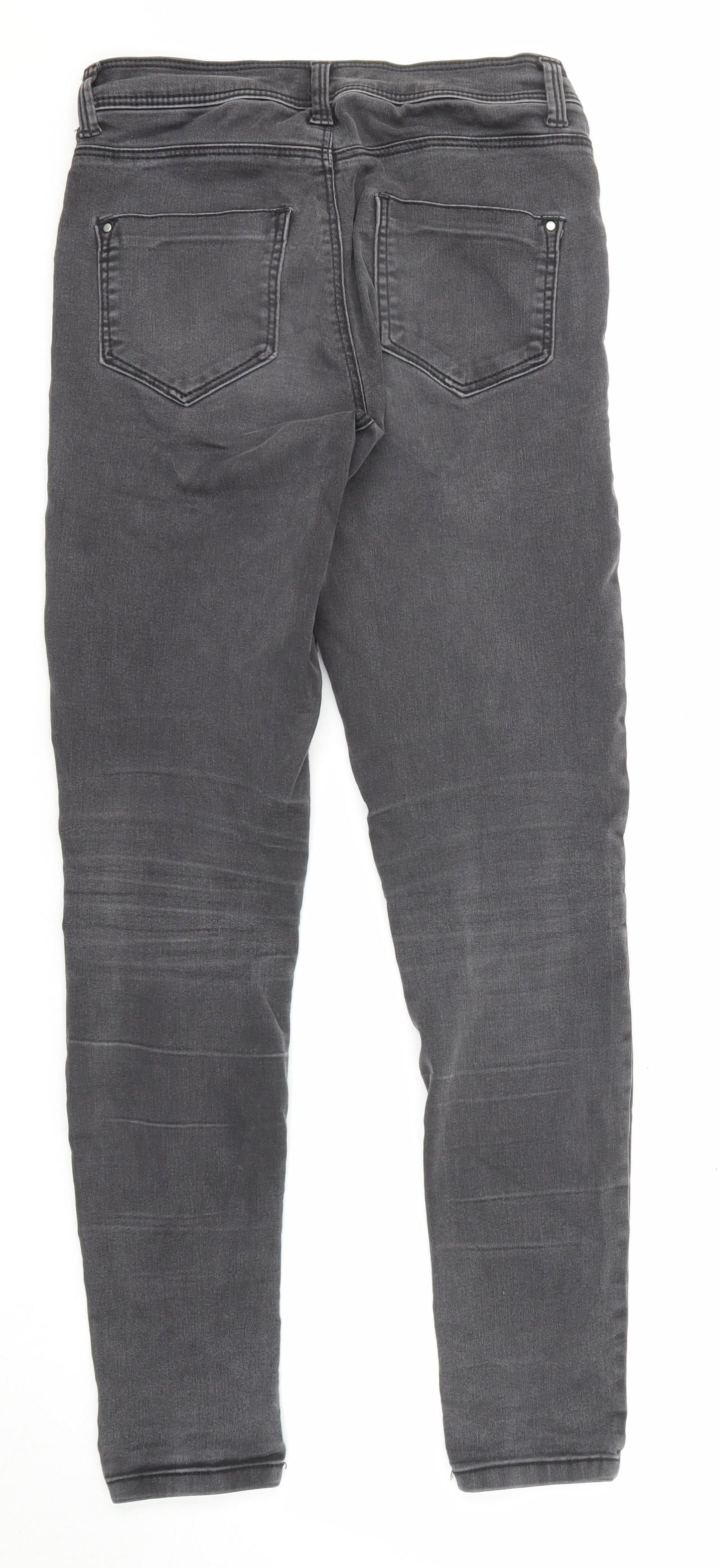 Dorothy Perkins Womens Grey Cotton Skinny Jeans Size 8 L28 in Regular Zip