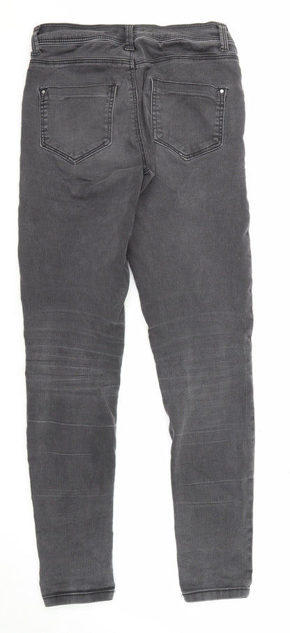 Dorothy Perkins Womens Grey Cotton Skinny Jeans Size 8 L28 in Regular Zip