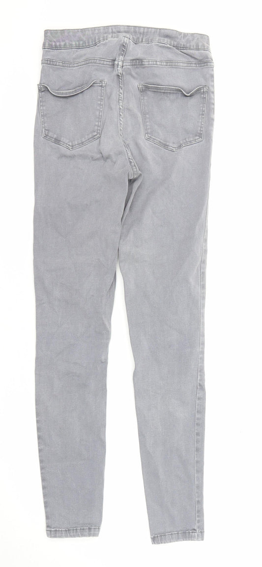 New Look Womens Grey Cotton Skinny Jeans Size 8 L28 in Regular Zip