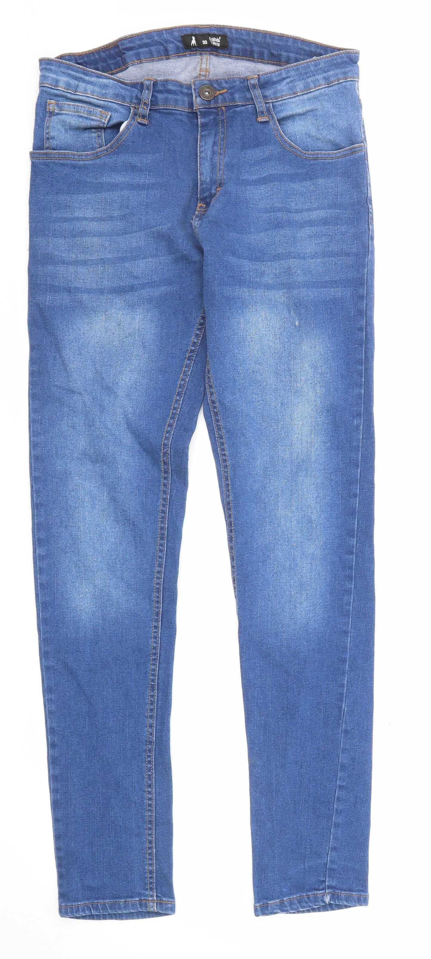 Cuidado Con El Perro Womens Blue Cotton Skinny Jeans Size 30 in L31 in Regular Zip