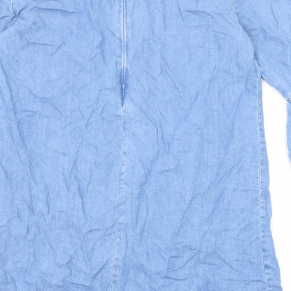 Zara Womens Blue Lyocell A-Line Size S Round Neck Zip