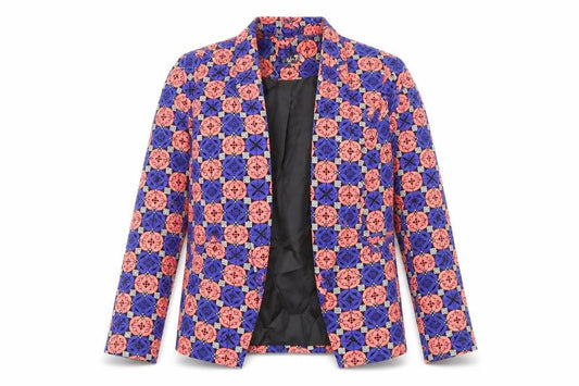 Ribbon Womens Multicoloured Geometric Jacket Blazer Size 10