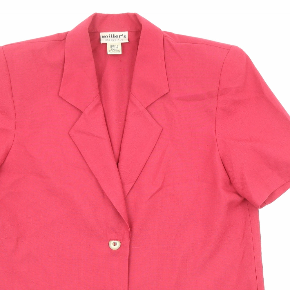 Miller's Womens Pink Polyester Basic Button-Up Size 12 Collared