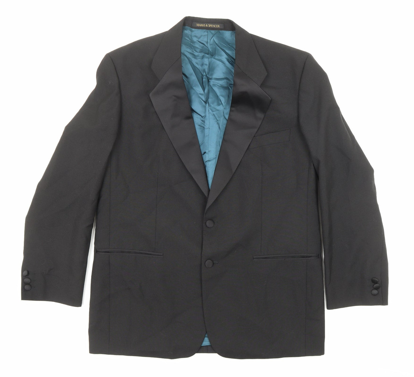 Mens UK Size 42 Marks and Spencer Regular Black Suit Tuxedo