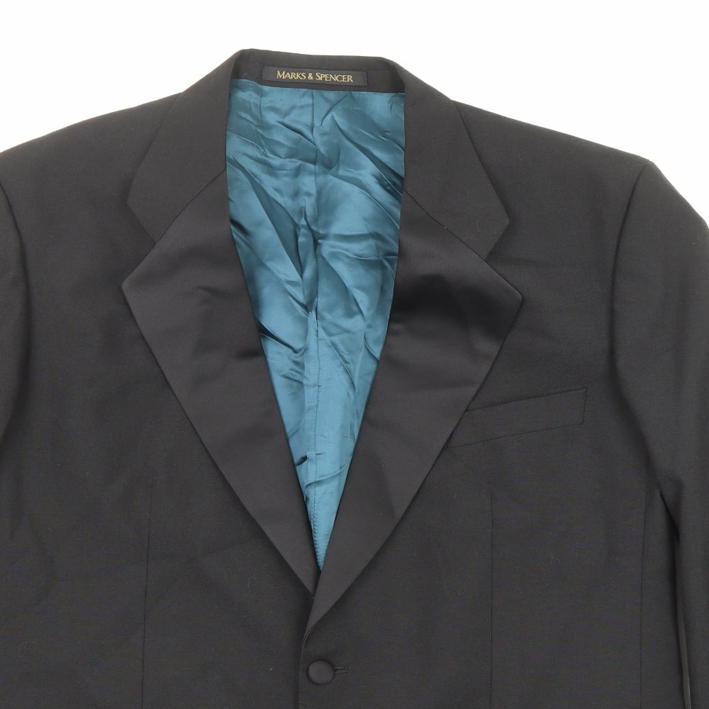 Mens UK Size 42 Marks and Spencer Regular Black Suit Tuxedo