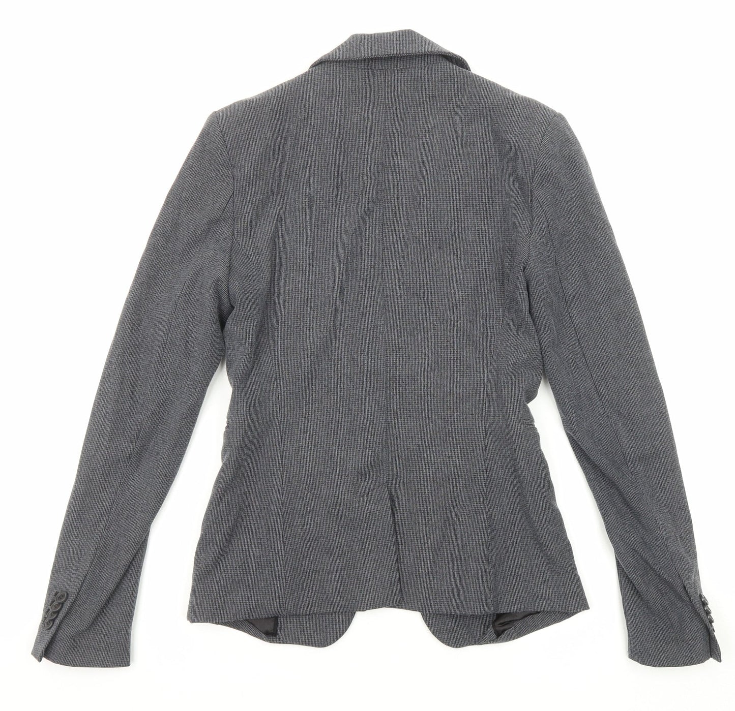 H&M Womens Grey Polyester Jacket Blazer Size 4 - Hook and Eye