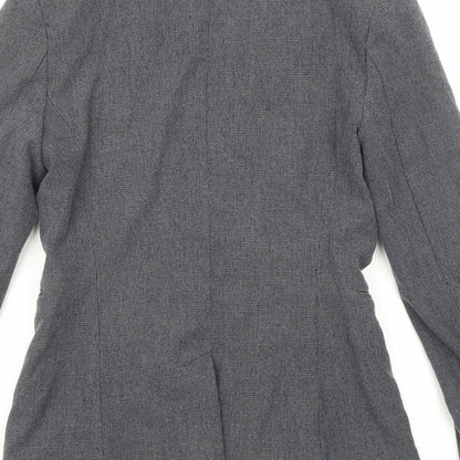 H&M Womens Grey Polyester Jacket Blazer Size 4 - Hook and Eye