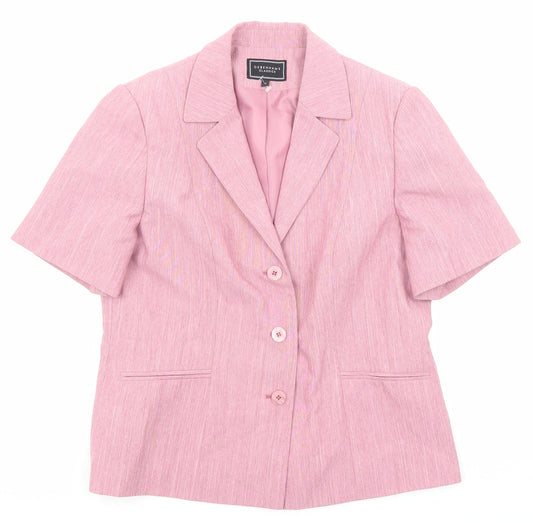 Debenhams Womens Pink Geometric Polyester Basic Button-Up Size 14 Collared