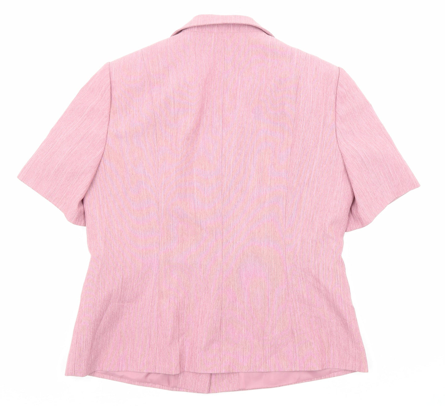 Debenhams Womens Pink Geometric Polyester Basic Button-Up Size 14 Collared