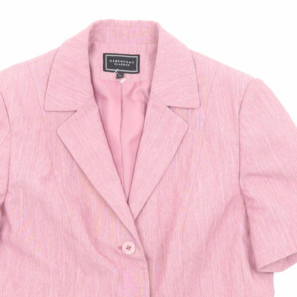 Debenhams Womens Pink Geometric Polyester Basic Button-Up Size 14 Collared