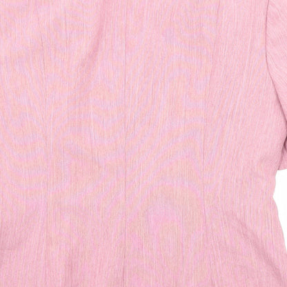 Debenhams Womens Pink Geometric Polyester Basic Button-Up Size 14 Collared
