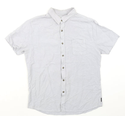 Rusty Mens Blue Linen Button-Up Size M Collared Button