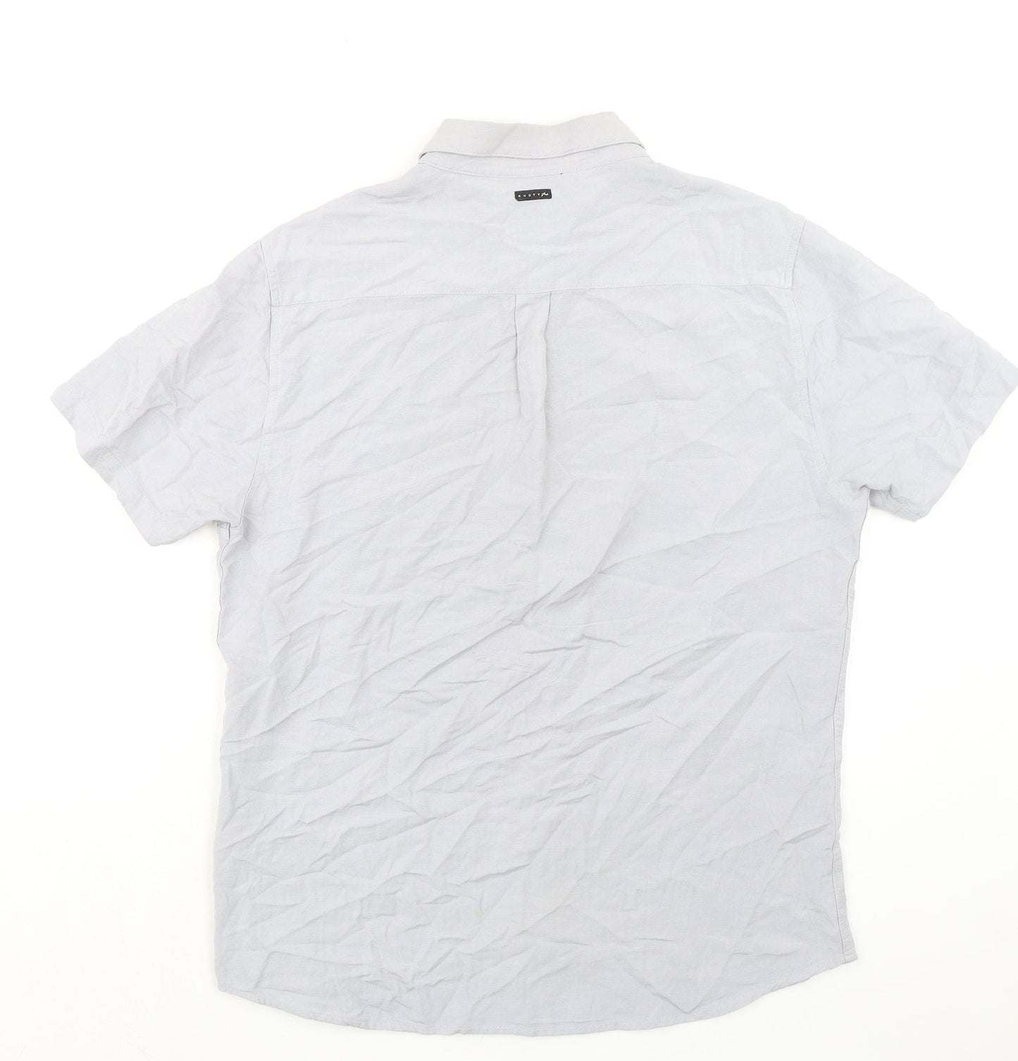 Rusty Mens Blue Linen Button-Up Size M Collared Button