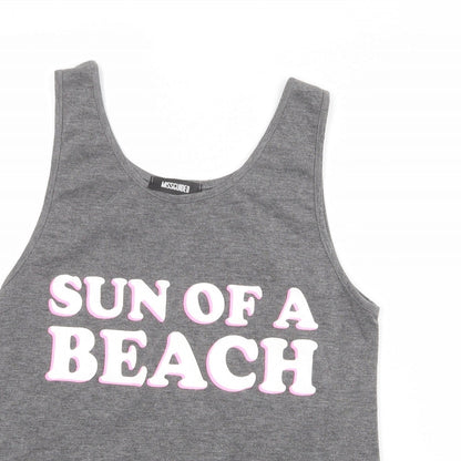 Missguided Womens Grey Viscose Basic Tank Size 6 Round Neck - Sun Of A Beach