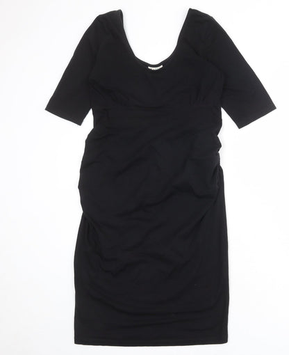 NEXT Womens Black Cotton Shift Size 10 Scoop Neck Pullover