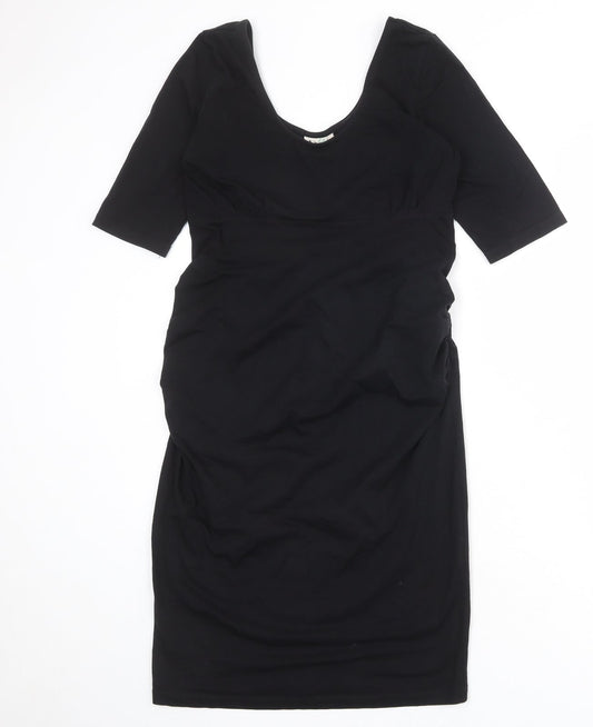 NEXT Womens Black Cotton Shift Size 10 Scoop Neck Pullover