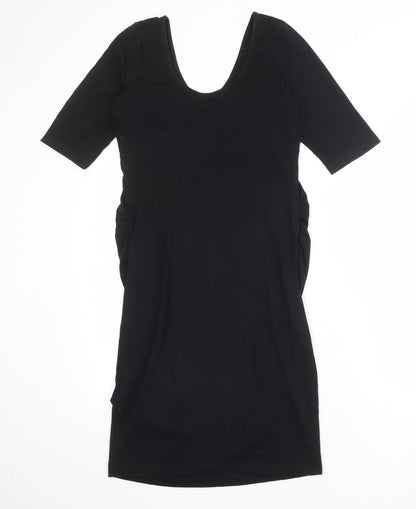 NEXT Womens Black Cotton Shift Size 10 Scoop Neck Pullover
