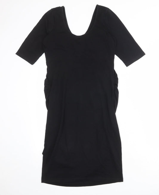 NEXT Womens Black Cotton Shift Size 10 Scoop Neck Pullover