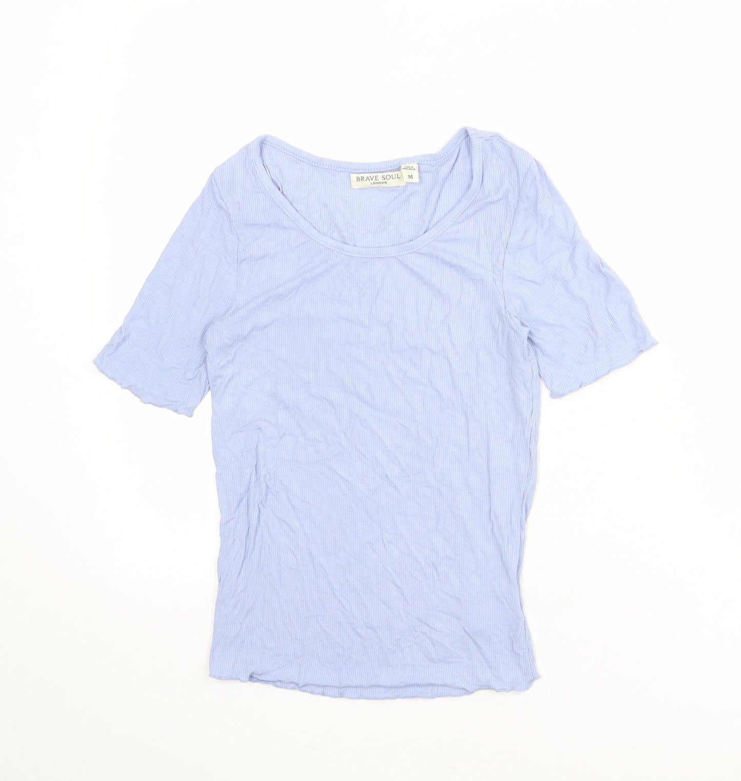 Womens UK Size M Brave Soul Blue Basic T-Shirt