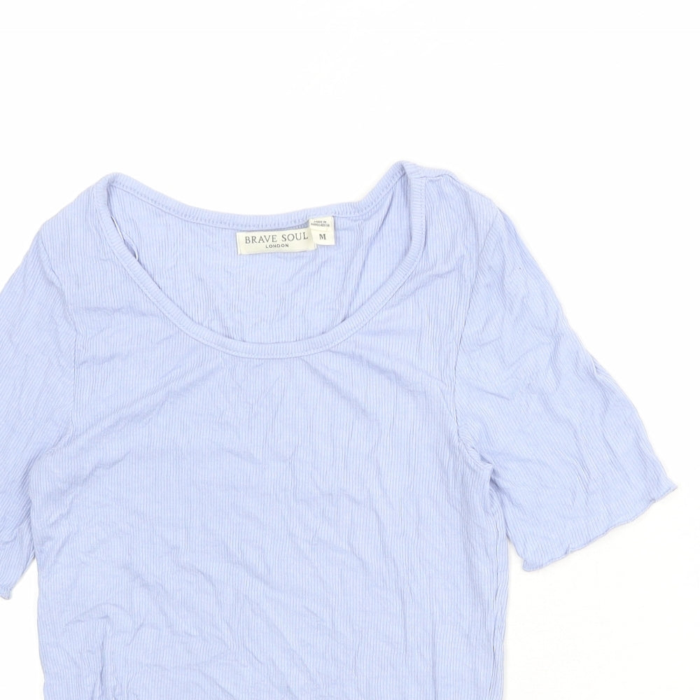 Womens UK Size M Brave Soul Blue Basic T-Shirt