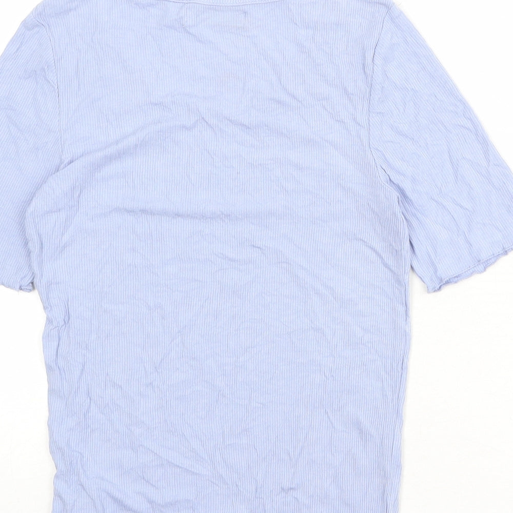 Womens UK Size M Brave Soul Blue Basic T-Shirt