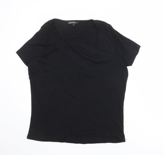 Bonmarché Womens Black 100% Cotton Basic T-Shirt Size 18 Round Neck