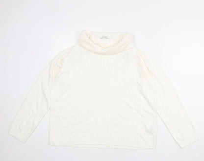 Classic Womens Ivory Roll Neck Acrylic Pullover Jumper Size 18