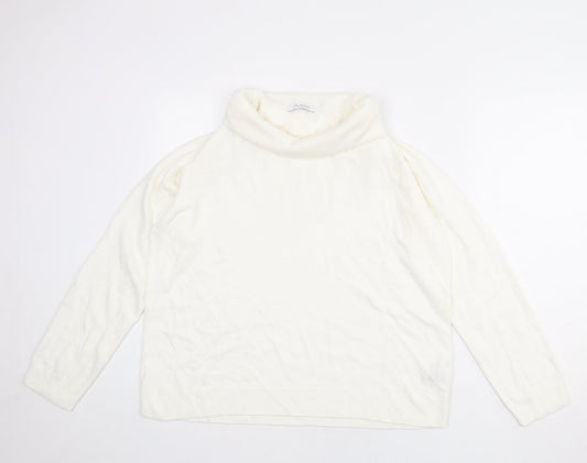 Classic Womens Ivory Roll Neck Acrylic Pullover Jumper Size 18