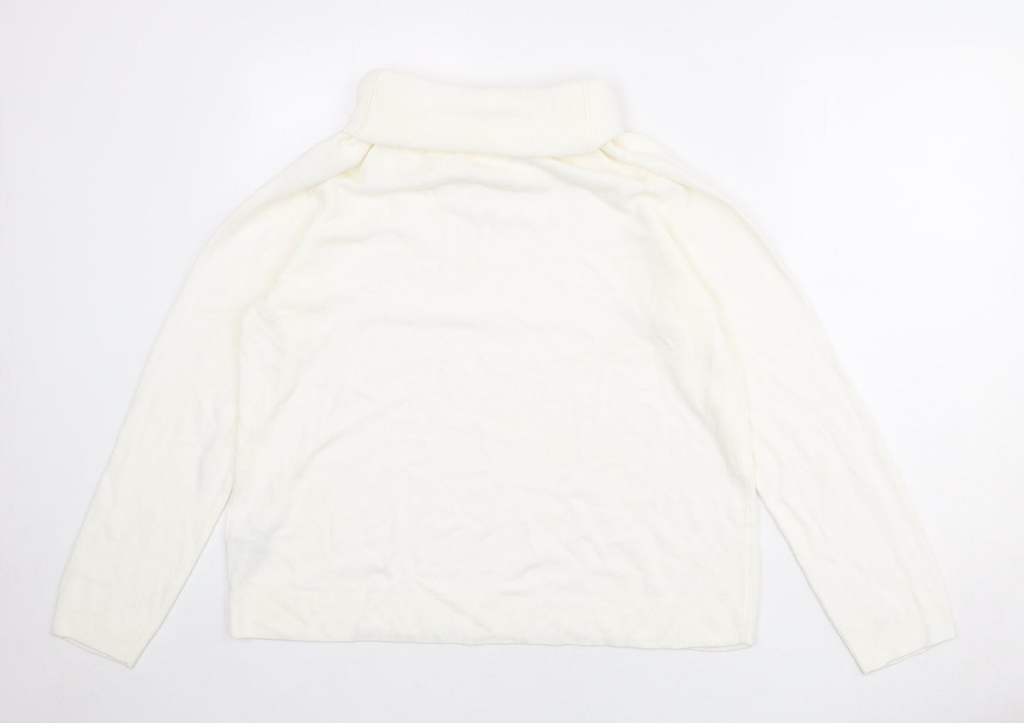 Classic Womens Ivory Roll Neck Acrylic Pullover Jumper Size 18