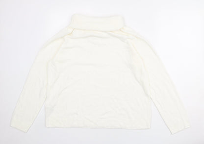 Classic Womens Ivory Roll Neck Acrylic Pullover Jumper Size 18