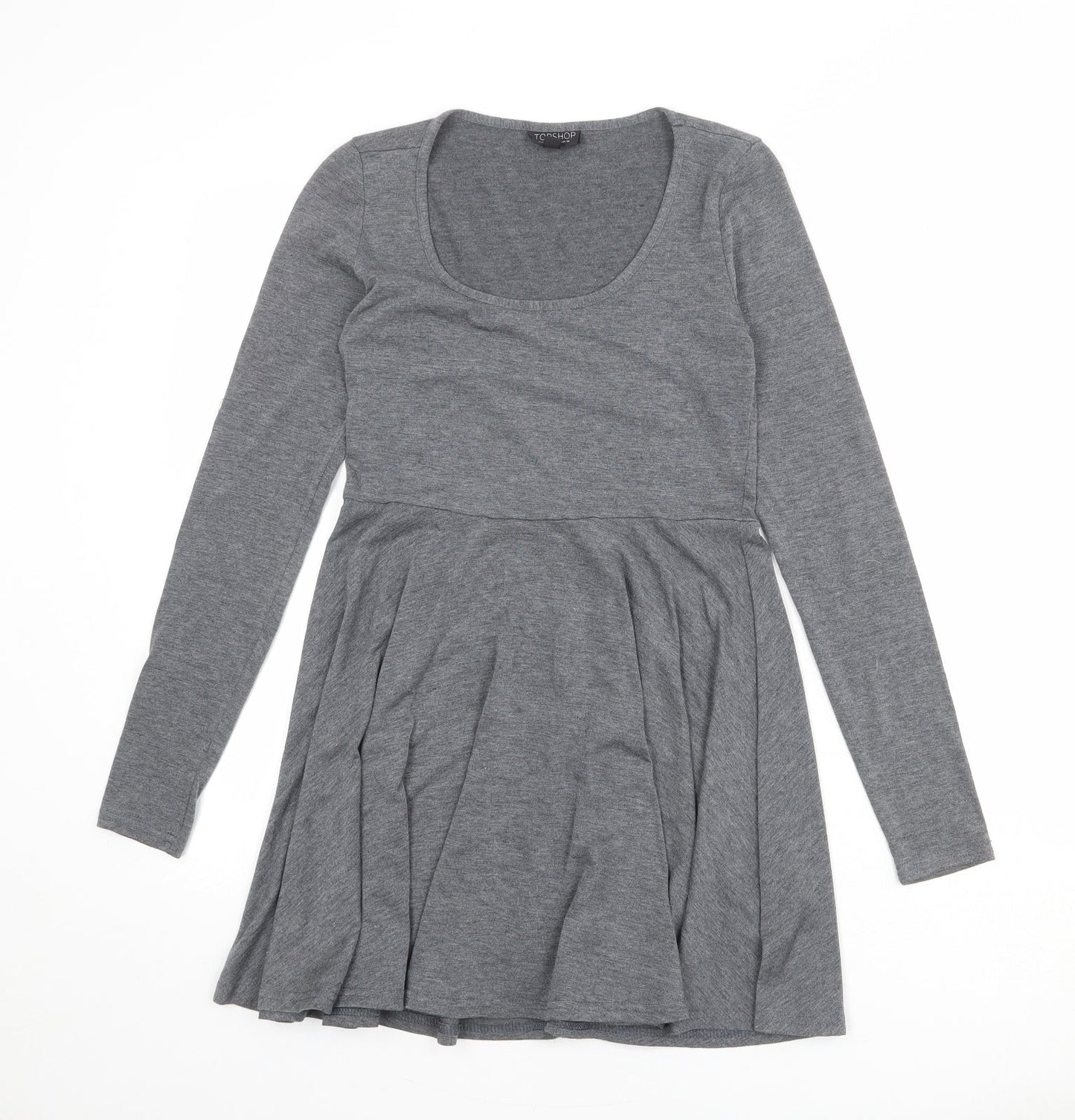 Topshop Womens Grey Polyester T-Shirt Dress Size 10 Round Neck Pullover