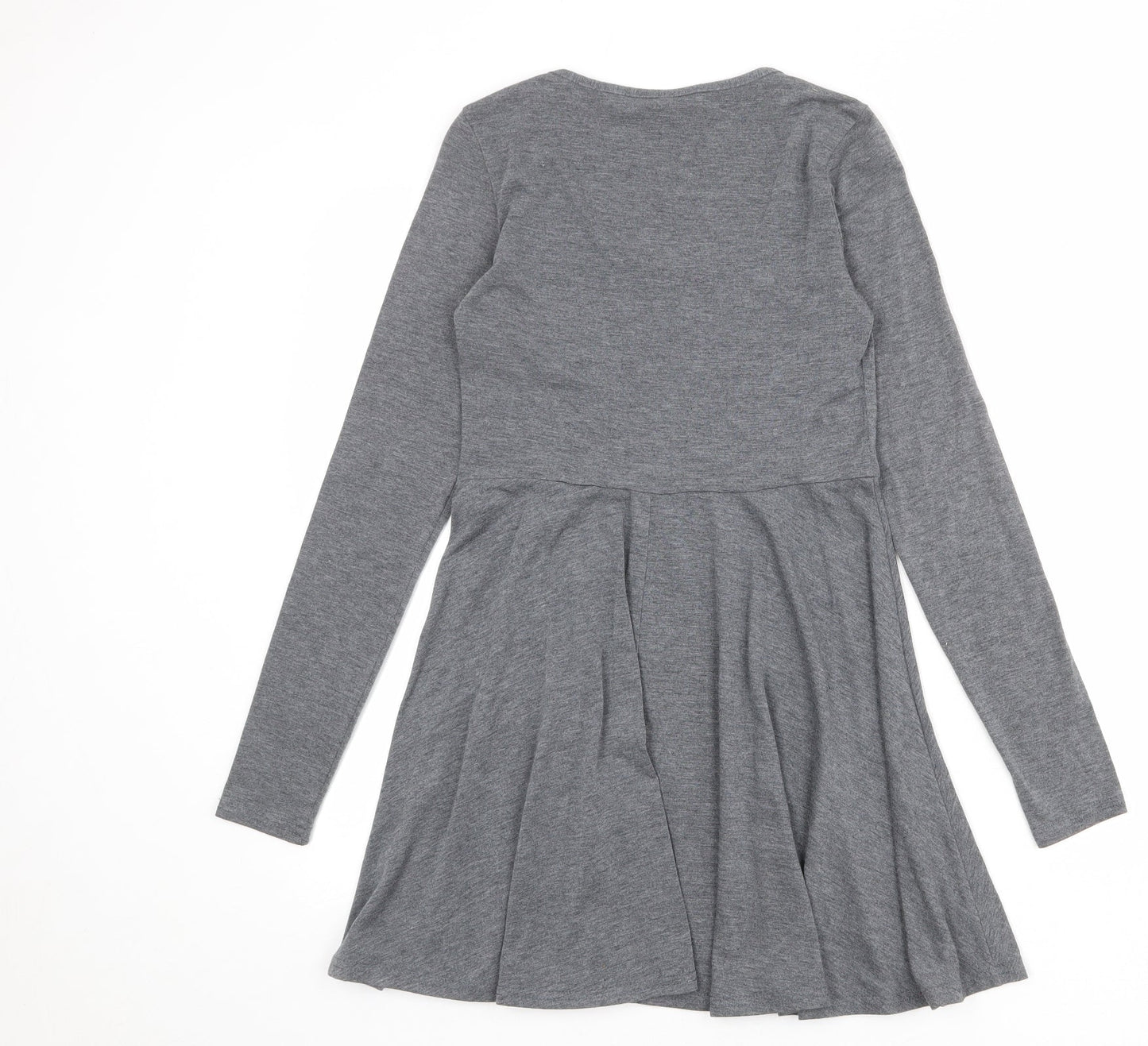 Topshop Womens Grey Polyester T-Shirt Dress Size 10 Round Neck Pullover