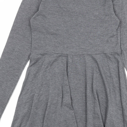 Topshop Womens Grey Polyester T-Shirt Dress Size 10 Round Neck Pullover