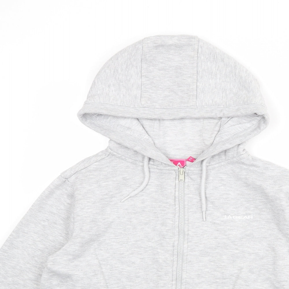 LA Gear Girls Grey Polyester Full Zip Hoodie Size 9-10 Years Zip