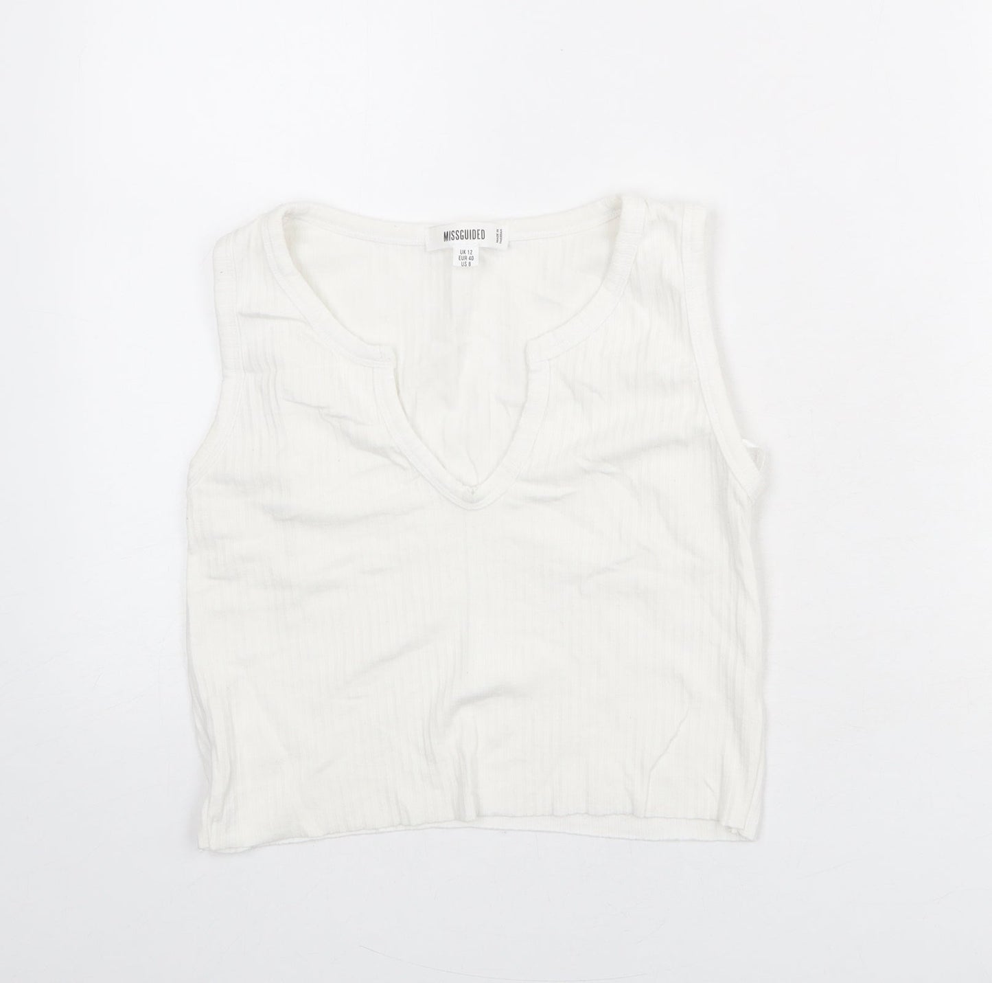 Womens UK Size 12 Missguided White Cropped Tank