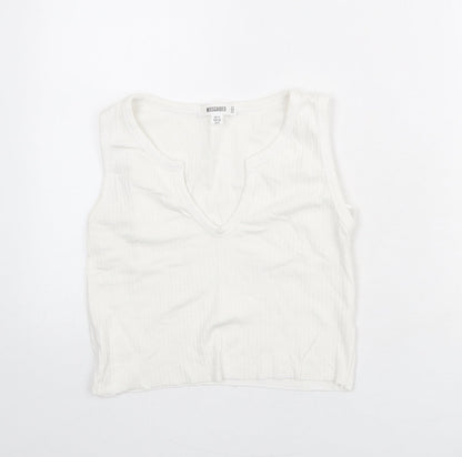 Womens UK Size 12 Missguided White Cropped Tank