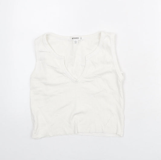 Womens UK Size 12 Missguided White Cropped Tank