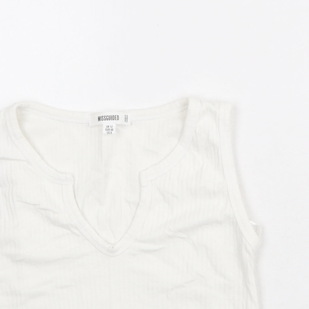 Womens UK Size 12 Missguided White Cropped Tank