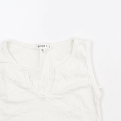 Womens UK Size 12 Missguided White Cropped Tank