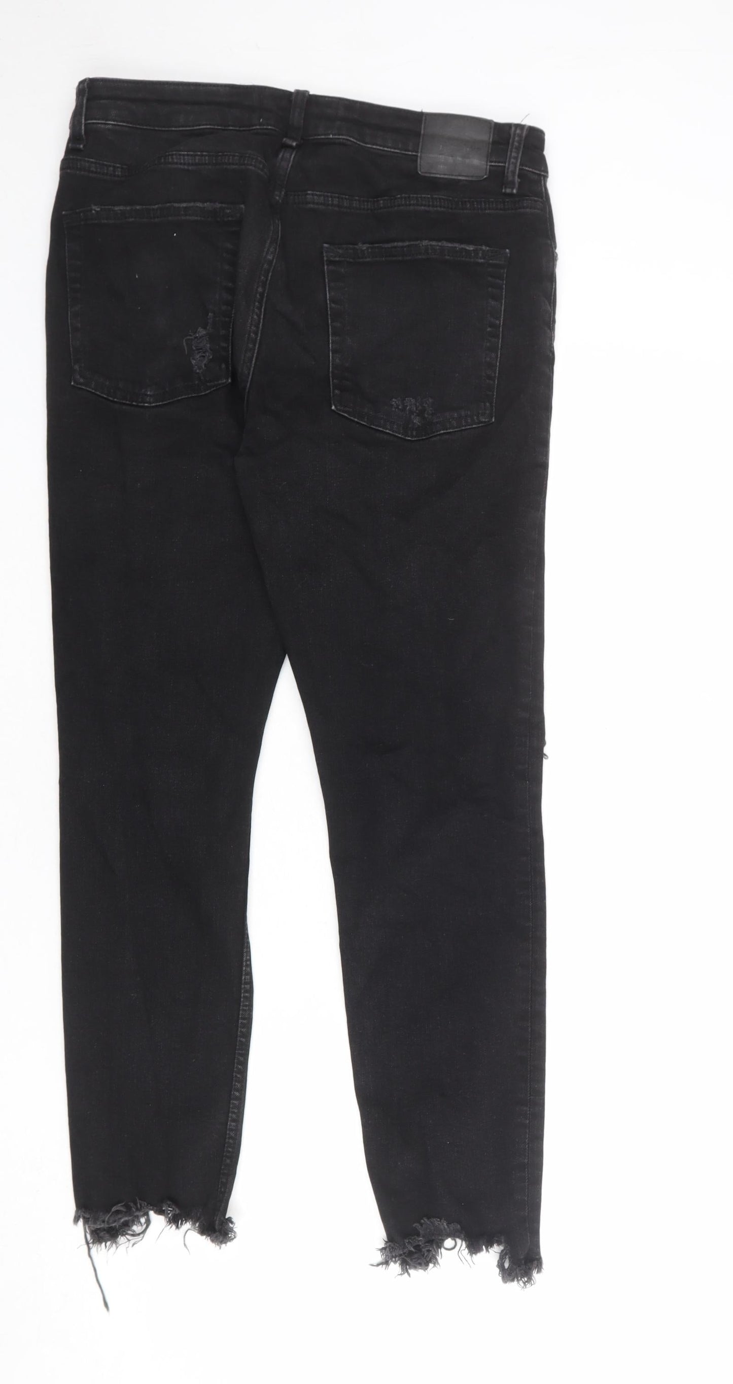 Bershka Womens Black Cotton Skinny Jeans Size 32 in L27 in Regular Zip