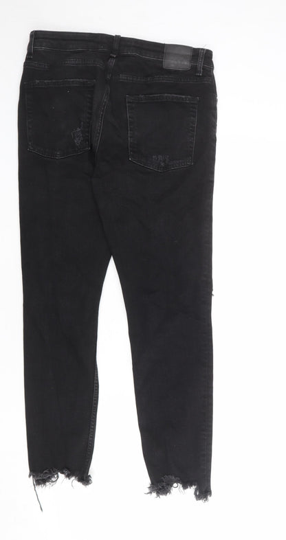 Bershka Womens Black Cotton Skinny Jeans Size 32 in L27 in Regular Zip