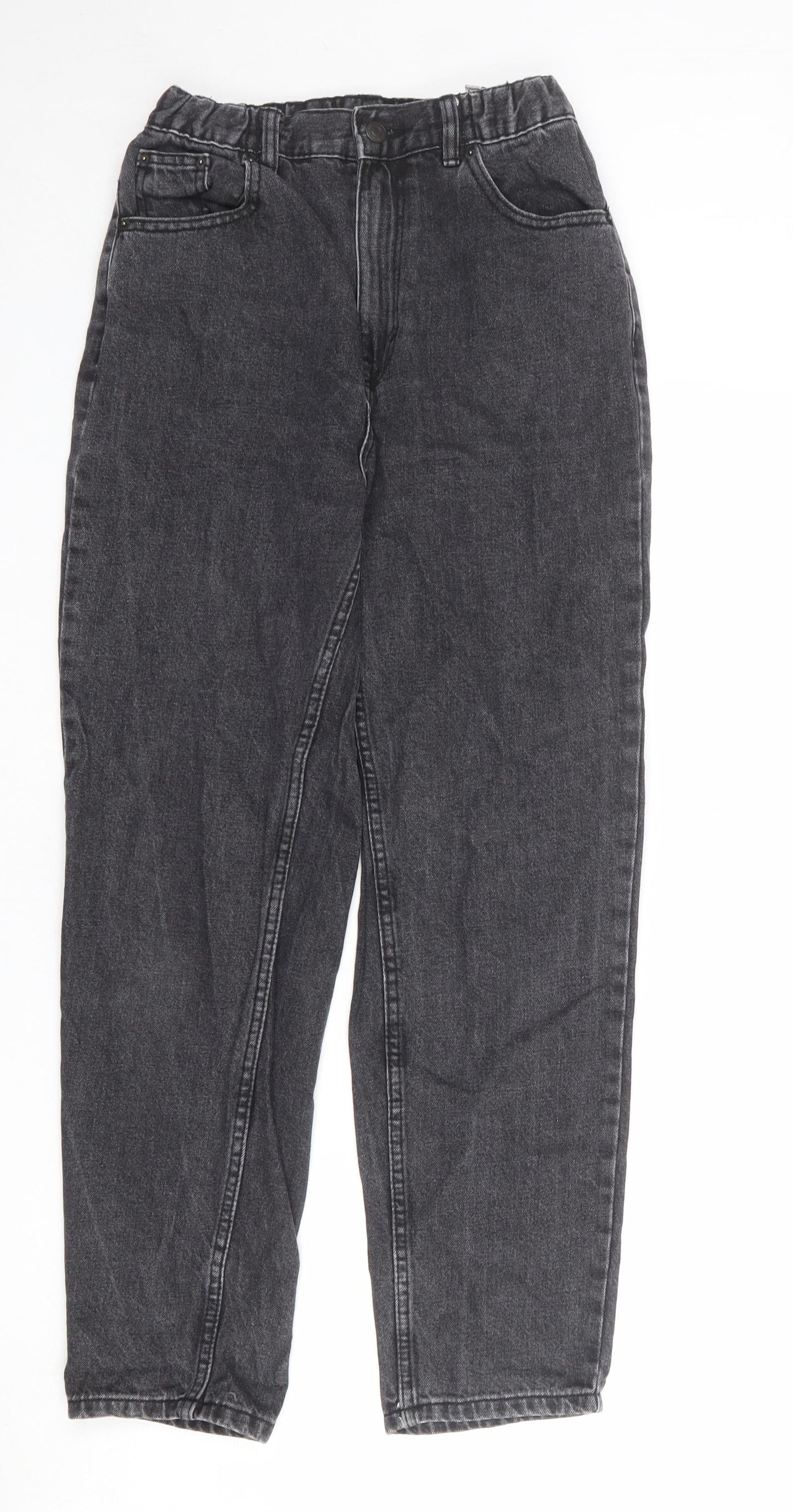 Pull&Bear Womens Grey Cotton Mom Jeans Size 8 L28 in Regular Zip