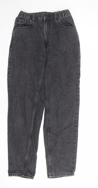 Pull&Bear Womens Grey Cotton Mom Jeans Size 8 L28 in Regular Zip