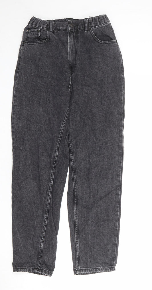 Pull&Bear Womens Grey Cotton Mom Jeans Size 8 L28 in Regular Zip