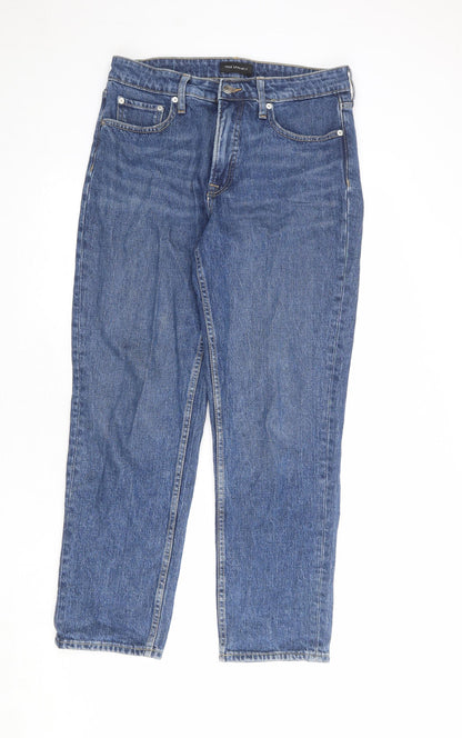 Free Assembly Womens Blue Cotton Straight Jeans Size 8 L28 in Regular Zip