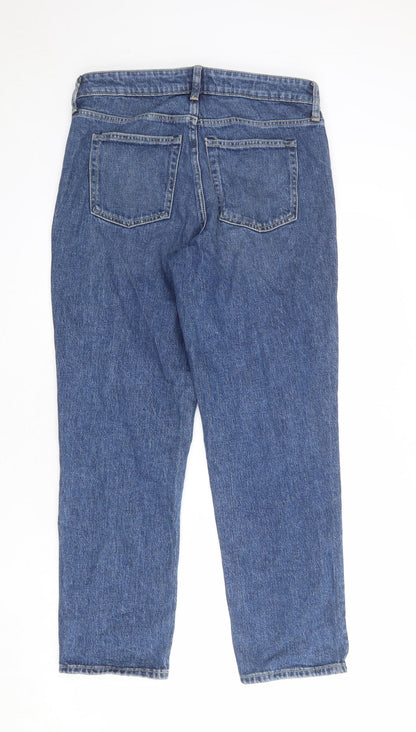 Free Assembly Womens Blue Cotton Straight Jeans Size 8 L28 in Regular Zip