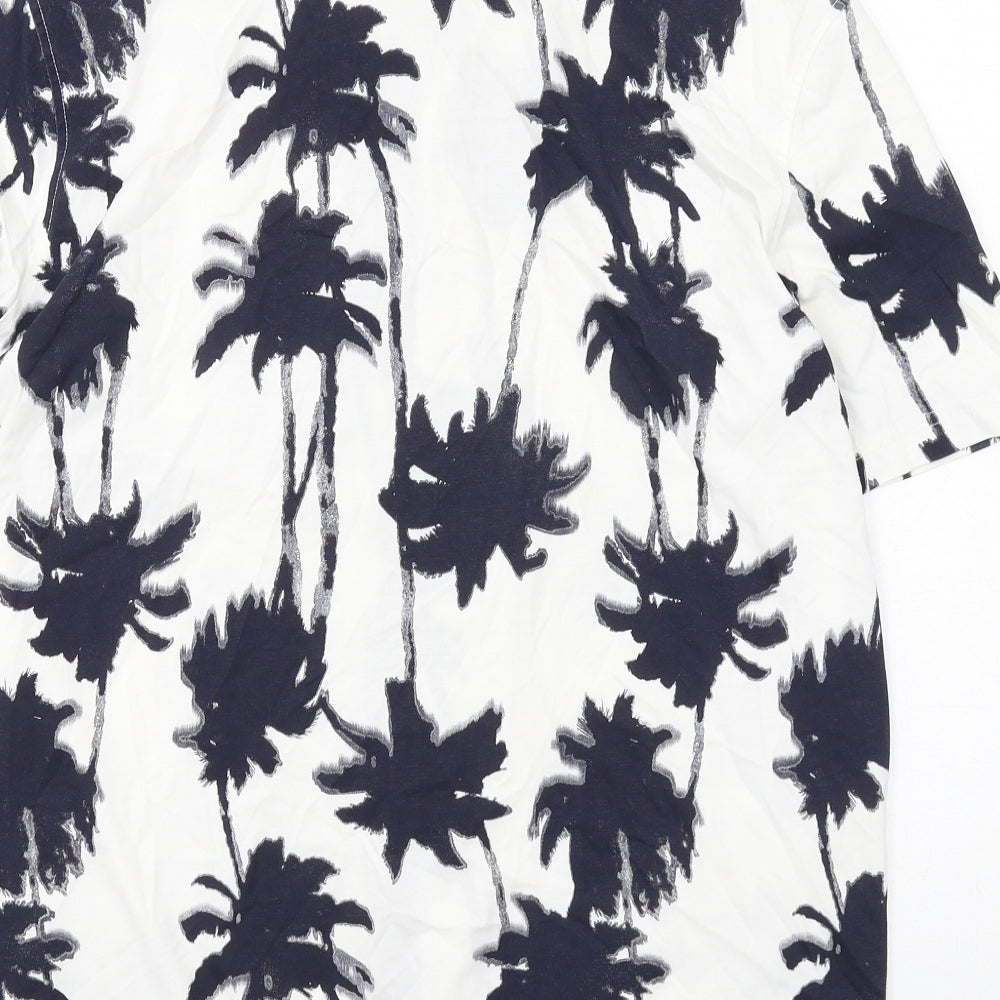 Mens UK Size M H&M White  Button-Up Short Sleeve Casual Shirt