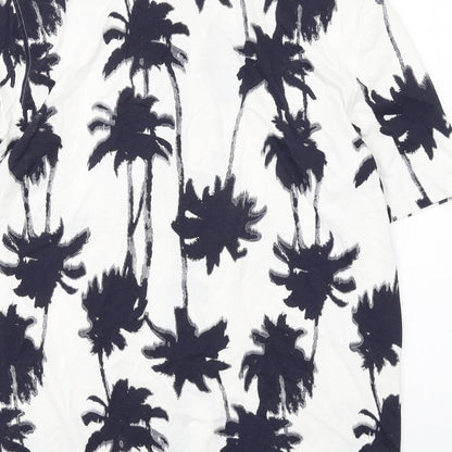 Mens UK Size M H&M White  Button-Up Short Sleeve Casual Shirt