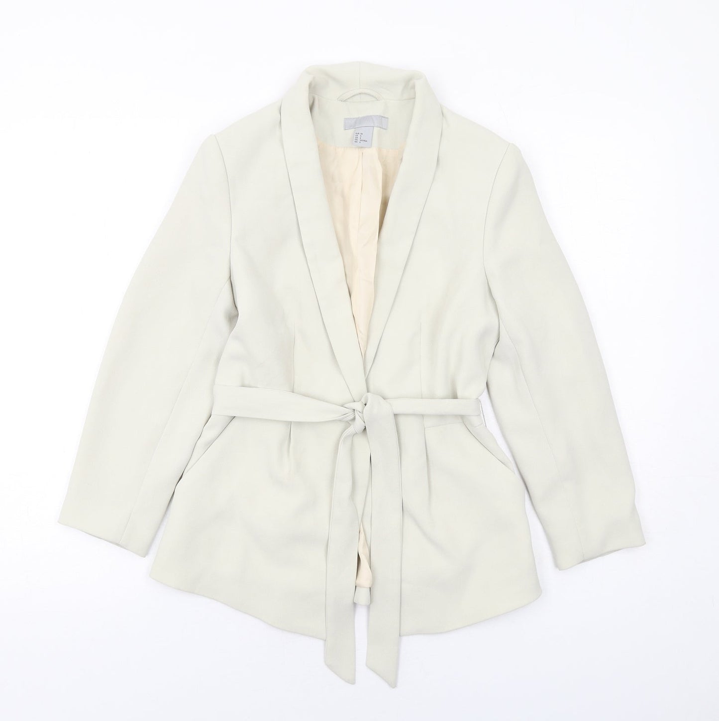 H&M Womens Beige Jacket Blazer Size 6 Snap