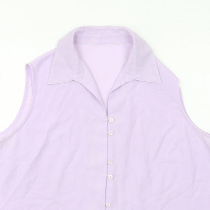Womens UK Size 2XS Isabelle Purple Basic Button-Up